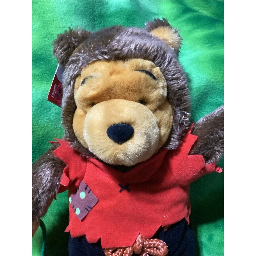 Disney Store Winnie the Pooh Werewolf Halloween Plush 12 Inch NWT Pumpkin Basket